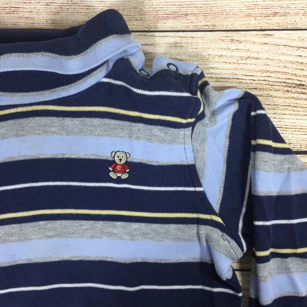 Carter's Blue Long Sleeve Striped Bodysuit |‎ 24 M